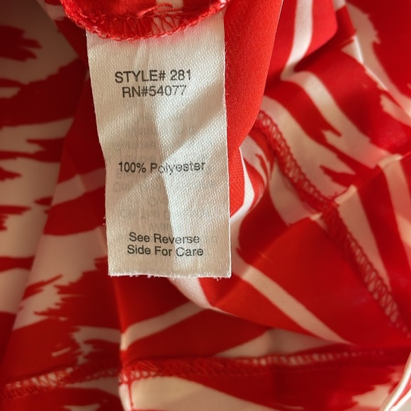 Cabi Brushtroke Pleated Red White Drop Waist Sleeveless Dress size L - Picture 5 of 7